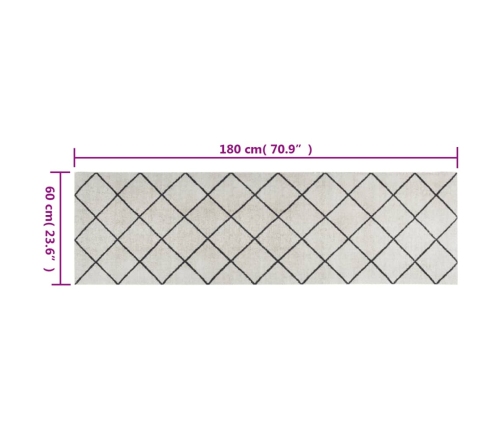 vidaXL virtuves paklājs, mazgājams, kvadrātu apdruka, 60x180 cm, samts