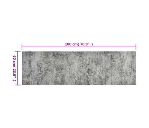 vidaXL virtuves paklājs, mazgājams, betona apdruka, 60x180 cm, samts