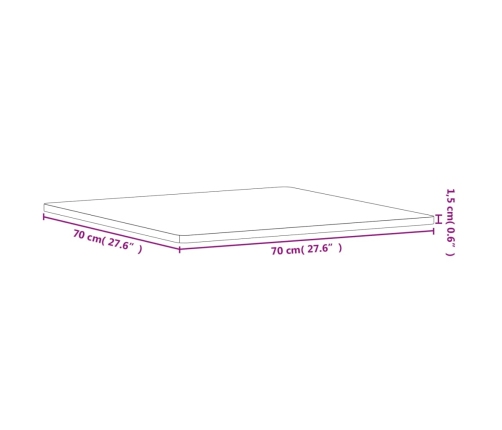 vidaXL galda virsma, 70x70x1,5 cm, dižskābarža koks, kvadrāta forma