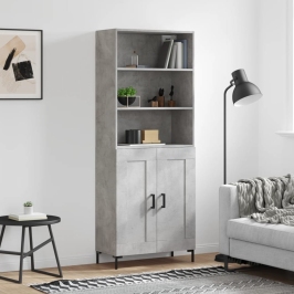 vidaXL augstais skapis, pelēks, 69,5x34x180 cm, inženierijas koks