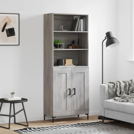 vidaXL augstais skapis, pelēks, 69,5x34x180 cm, inženierijas koks