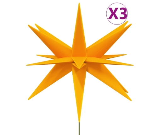 vidaXL Ziemassvētku lampas ar LED un mietiņu, 3 gab., dzeltenas, 57 cm