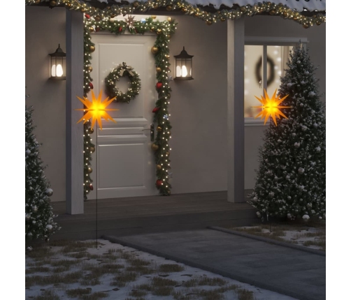 vidaXL Ziemassvētku lampas ar LED un mietiņu, 3 gab., dzeltenas, 57 cm