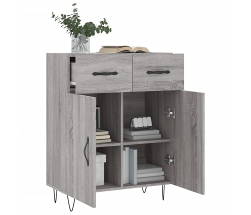 vidaXL kumode, pelēka ozolkoka, 69,5x34x90 cm, inženierijas koks