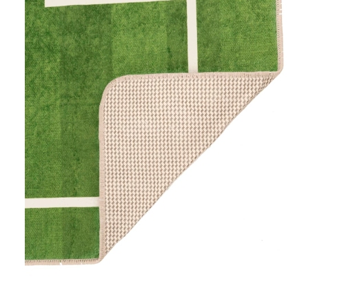 vidaXL bērnu paklājs, zaļš, 160x230 cm, futbola laukums, neslīdošs