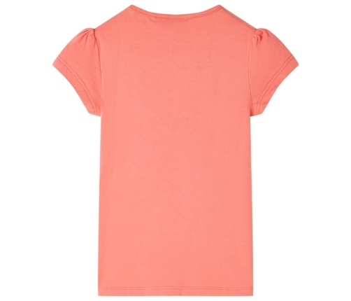 Bērnu T-krekls, varavīksnes un palmu apdruka, koraļļu krāsā, 128