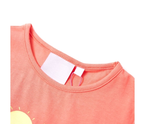 Bērnu T-krekls, varavīksnes un palmu apdruka, koraļļu krāsā, 128