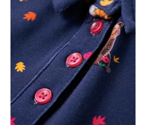 Bērnu kleita ar garām piedurknēm un savelkamu aukliņu, tumši zila, 128