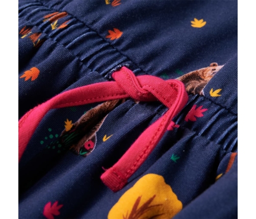 Bērnu kleita ar garām piedurknēm un savelkamu aukliņu, tumši zila, 128