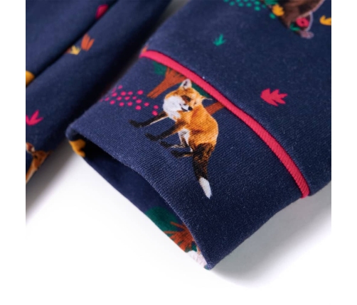 Bērnu kleita ar garām piedurknēm un savelkamu aukliņu, tumši zila, 128