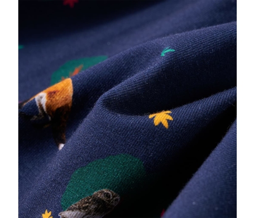 Bērnu kleita ar garām piedurknēm un savelkamu aukliņu, tumši zila, 128