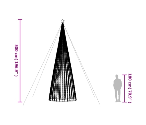 vidaXL Ziemassvētku eglītes dekorācija, 1544 LED, silti baltas, 500 cm