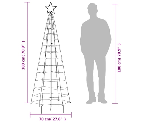 vidaXL Ziemassvētku eglītes dekorācija, 220 LED, krāsainas, 180 cm