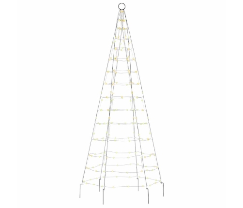 vidaXL Ziemassvētku egle karoga mastam, 200 silti baltas LED, 180 cm