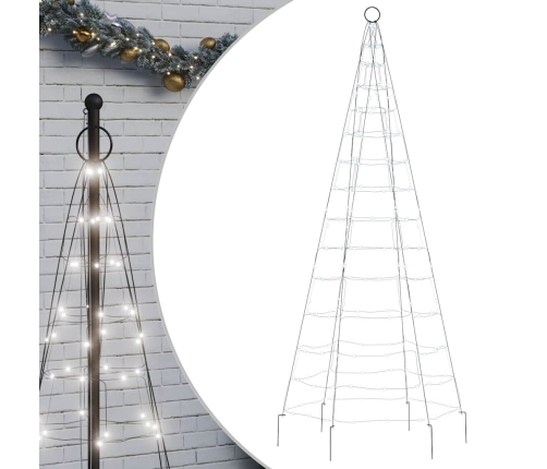 vidaXL Ziemassvētku egle karoga mastam, 200 vēsi baltas LED, 180 cm