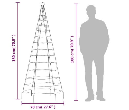 vidaXL Ziemassvētku egle karoga mastam, 200 zilas LED, 180 cm