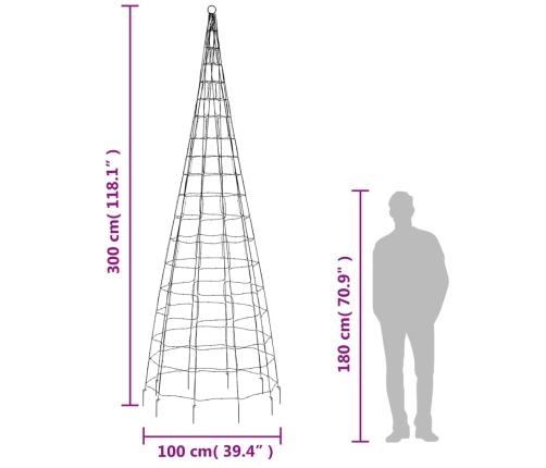 vidaXL Ziemassvētku egle karoga mastam, 550 krāsainas LED, 300 cm