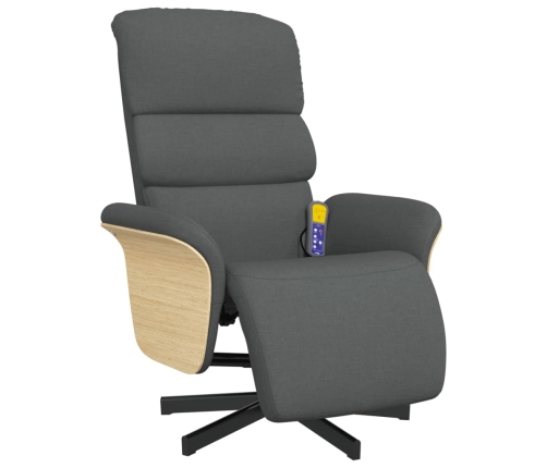 vidaXL masāžas atpūtas krēsls ar kāju balstu, tumši pelēks audums