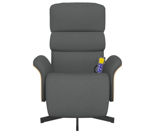 vidaXL masāžas atpūtas krēsls ar kāju balstu, tumši pelēks audums