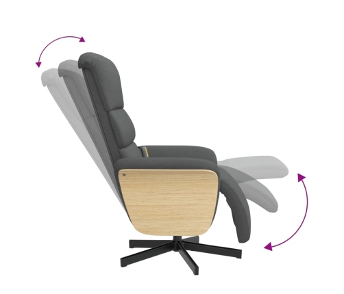 vidaXL masāžas atpūtas krēsls ar kāju balstu, tumši pelēks audums