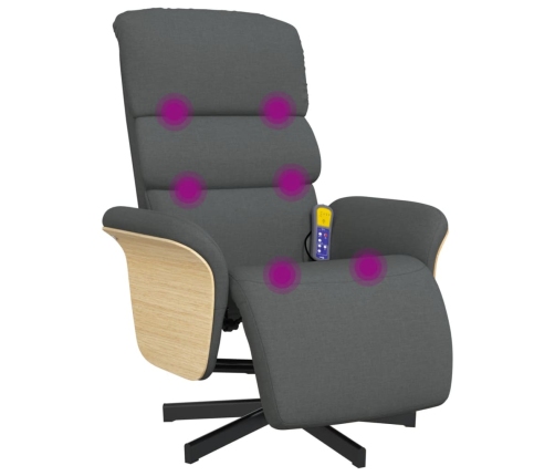 vidaXL masāžas atpūtas krēsls ar kāju balstu, tumši pelēks audums