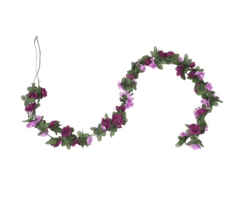 vidaXL Ziemassvētku ziedu vītnes, 6 gab., pavasarīgi violetas, 250 cm