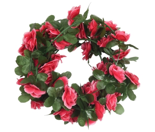 vidaXL Ziemassvētku ziedu vītnes, 6 gab., sarkanas rozes, 250 cm