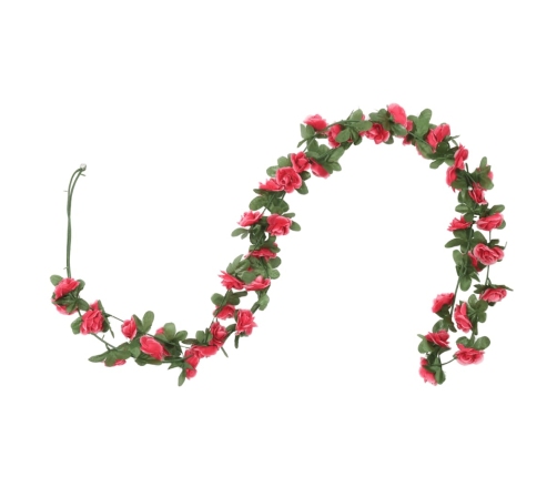 vidaXL Ziemassvētku ziedu vītnes, 6 gab., sarkanas rozes, 250 cm