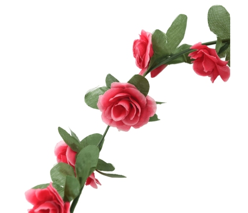 vidaXL Ziemassvētku ziedu vītnes, 6 gab., sarkanas rozes, 250 cm