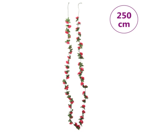 vidaXL Ziemassvētku ziedu vītnes, 6 gab., sarkanas rozes, 250 cm