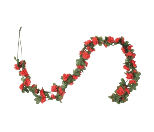 vidaXL Ziemassvētku ziedu vītnes, 6 gab., sarkanas, 250 cm