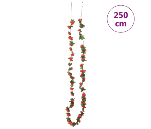 vidaXL Ziemassvētku ziedu vītnes, 6 gab., sarkanas, 250 cm