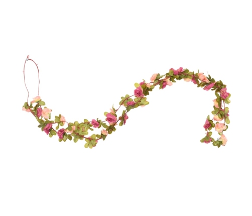 vidaXL Ziemassvētku ziedu vītnes, 6 gab., rozīgi sārtas, 250 cm