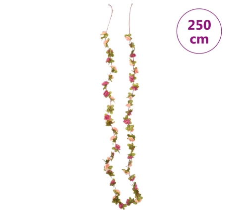 vidaXL Ziemassvētku ziedu vītnes, 6 gab., rozīgi sārtas, 250 cm