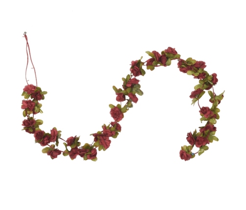 vidaXL Ziemassvētku ziedu vītnes, 6 gab., vīnsarkanas, 250 cm