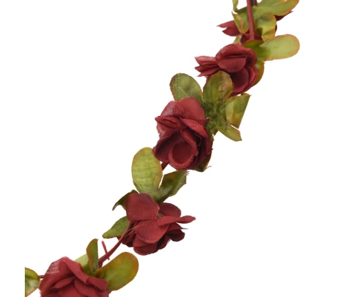 vidaXL Ziemassvētku ziedu vītnes, 6 gab., vīnsarkanas, 250 cm