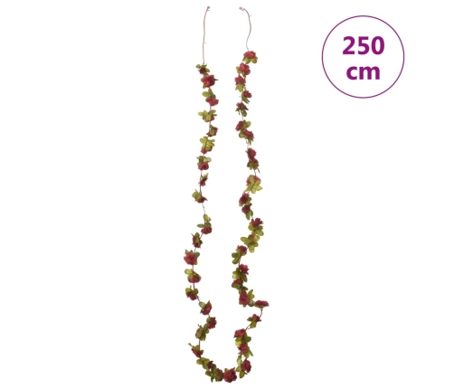 vidaXL Ziemassvētku ziedu vītnes, 6 gab., vīnsarkanas, 250 cm