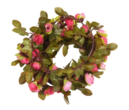 vidaXL Ziemassvētku ziedu vītnes, 6 gab., rozīgi sārtas, 215 cm