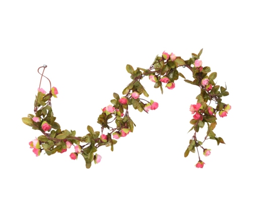 vidaXL Ziemassvētku ziedu vītnes, 6 gab., rozīgi sārtas, 215 cm