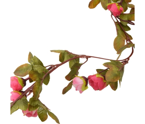 vidaXL Ziemassvētku ziedu vītnes, 6 gab., rozīgi sārtas, 215 cm