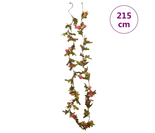 vidaXL Ziemassvētku ziedu vītnes, 6 gab., rozīgi sārtas, 215 cm