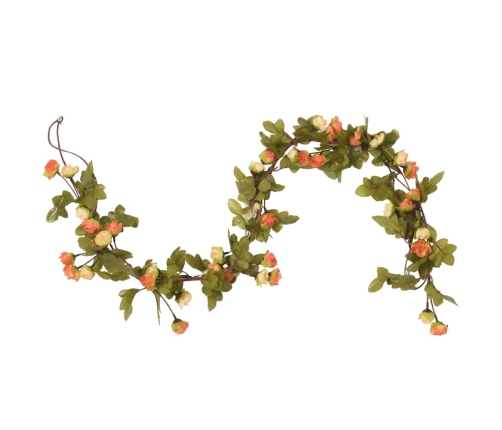 vidaXL Ziemassvētku ziedu vītnes, 6 gab., rozīgi sārtas, 215 cm