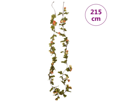 vidaXL Ziemassvētku ziedu vītnes, 6 gab., rozīgi sārtas, 215 cm