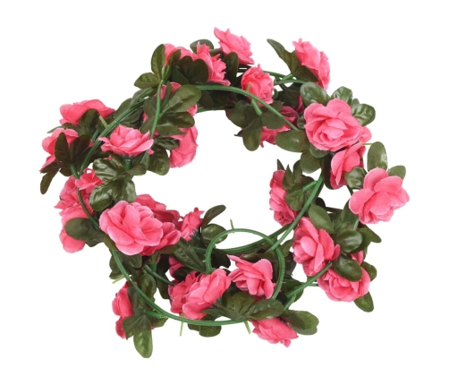 vidaXL Ziemassvētku ziedu vītnes, 6 gab., sarkanrozā, 240 cm