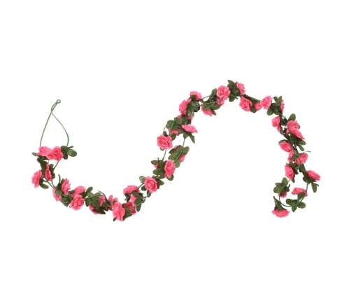 vidaXL Ziemassvētku ziedu vītnes, 6 gab., sarkanrozā, 240 cm