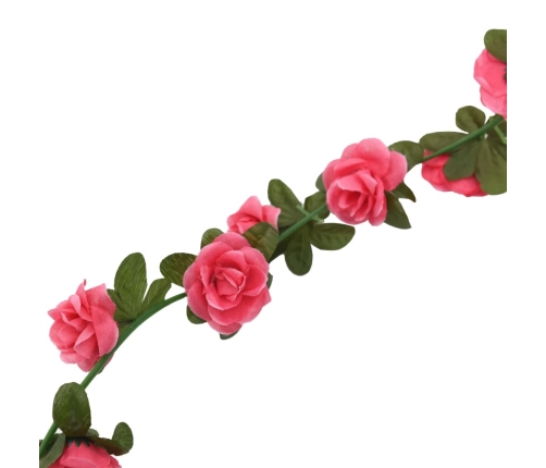 vidaXL Ziemassvētku ziedu vītnes, 6 gab., sarkanrozā, 240 cm