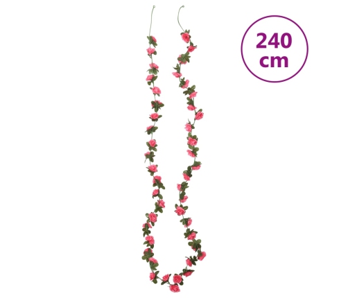 vidaXL Ziemassvētku ziedu vītnes, 6 gab., sarkanrozā, 240 cm