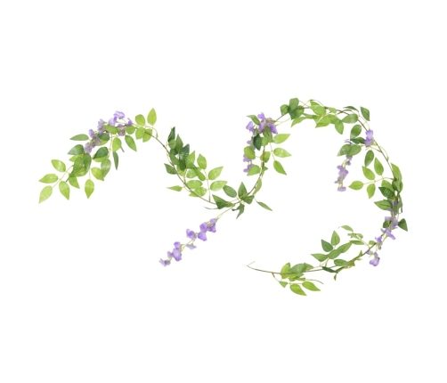 vidaXL Ziemassvētku ziedu vītnes, 6 gab., violetas, 200 cm