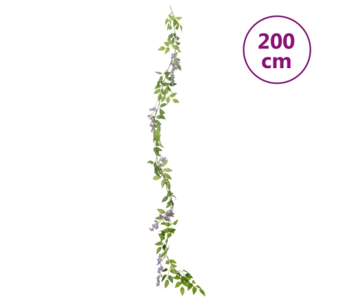 vidaXL Ziemassvētku ziedu vītnes, 6 gab., violetas, 200 cm