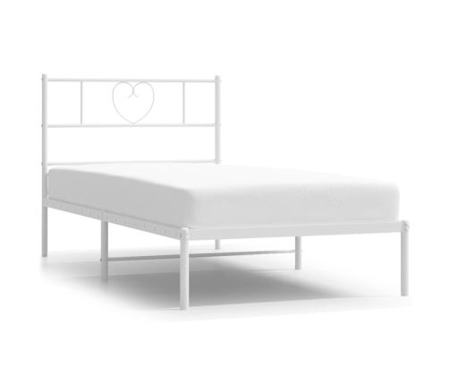 vidaXL gultas rāmis ar galvgali, balts metāls, 90x200 cm